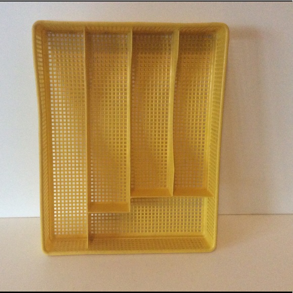 Vintage Yelllow Mesh Utensil Storage Tray13” x 10”